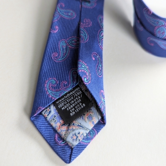 Ted Baker Paisley Micro Ribbed Cornflower Pink Classic Width Silk Tie 61"Long - Picture 7 of 8